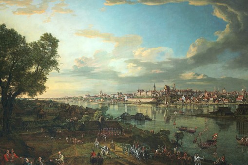 Bernardo Bellotto, zwany Canaletto, „Widok Warszawy od strony Pragi, 1770, płótno, 172,5 x 261 cm, Zamek Królewski w Warszawie