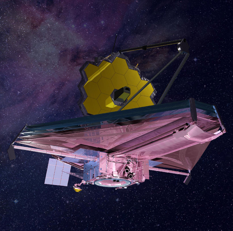 W pełni rozłożony Teleskop Kosmiczny Jamesa Webba – wizualizacja