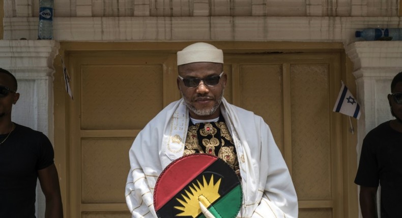 IPOB leader, Nnamdi Kanu disappeared from Nigeria following alleged invasion of his residence in Abia state by soldiers in 2017. (Punch)