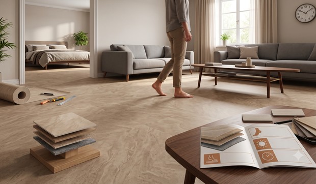 Laminat, linoleum