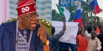 Tinubu asks security agencies to crack down on those flying Russian flag | Pulse Nigeria