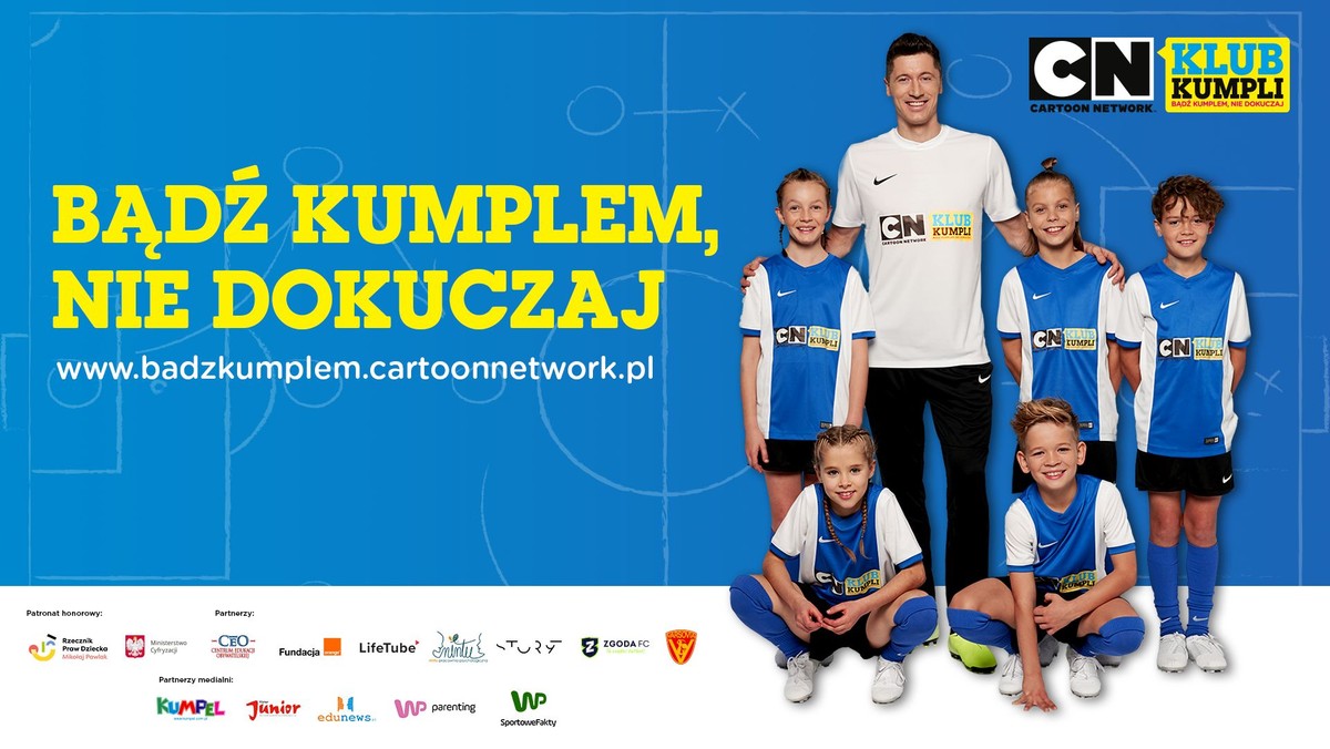  "Jesteś w mojej drużynie?" – pyta w najnowszym spocie kampanii Cartoon Network "Bądź kumplem, nie dokuczaj!" Robert Lewandowski. Akcja społeczna propagująca koleżeńskie zachowania wystartowała dziś po raz piąty.