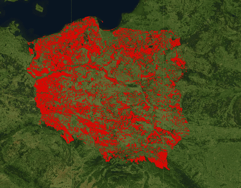Mapa wycinek w Polsce stworzona przez inicjatywę Lasy i Obywatele