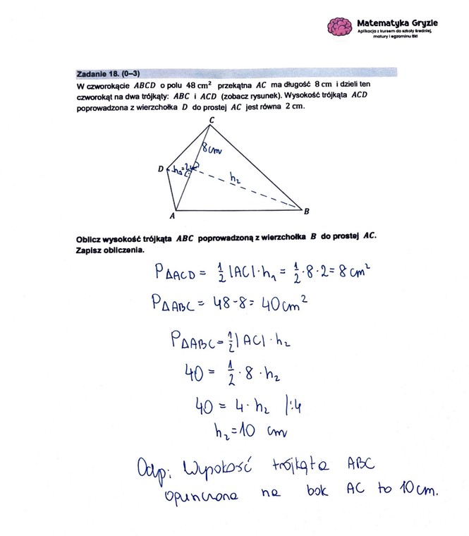 Egzamin ósmoklasisty 2023: matematyka. Zadanie nr 18