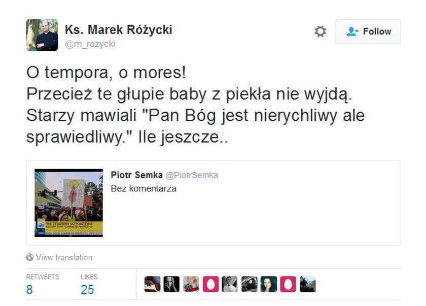 Ks. Marek Różycki o uczestniczkach czarnego protestu: głupie baby