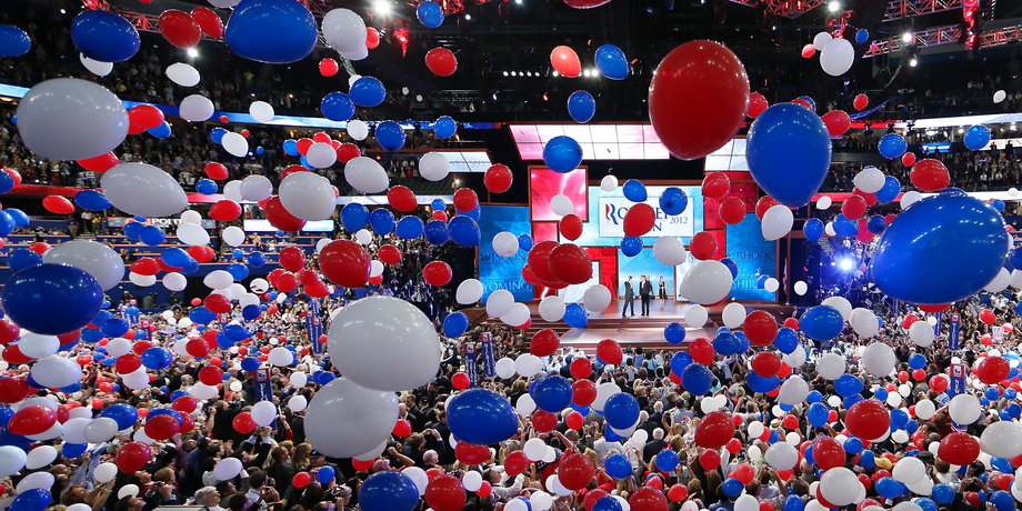 Balloons drop at the 2012 National Republican Convention in Tampa, Florida.