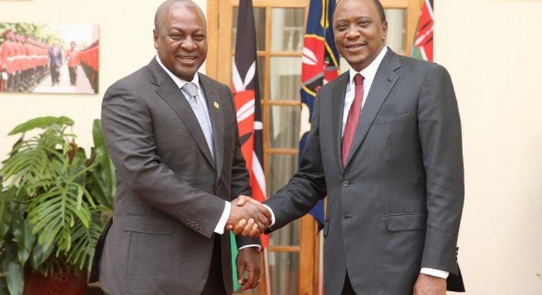 President Mahama (Left) and President of Kenya, Uhuru Kenyatta