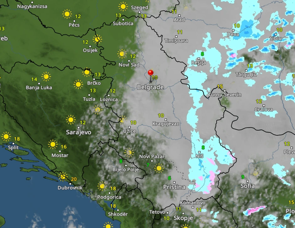 Kretanje nevremena u 12 časova sutra