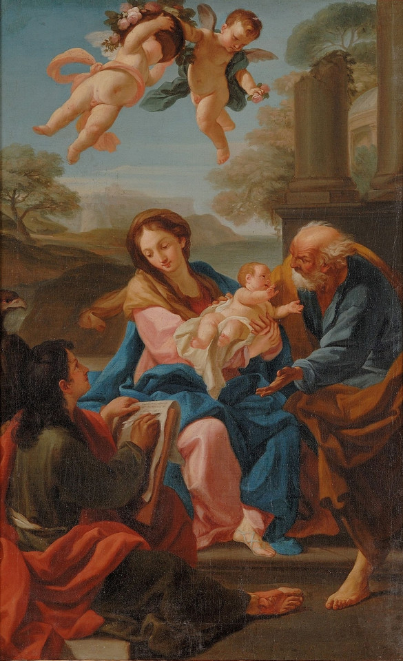 Marco Benefial, "Odpoczynek Świętej Rodziny w drodze do Egiptu - ze św. Janem Ewangelistą" (ok. 1710)