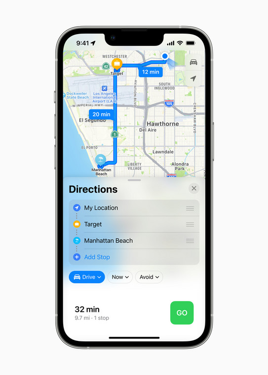 Mapy Apple w iOS 16. Planowanie podróży z miejscami pośrednimi