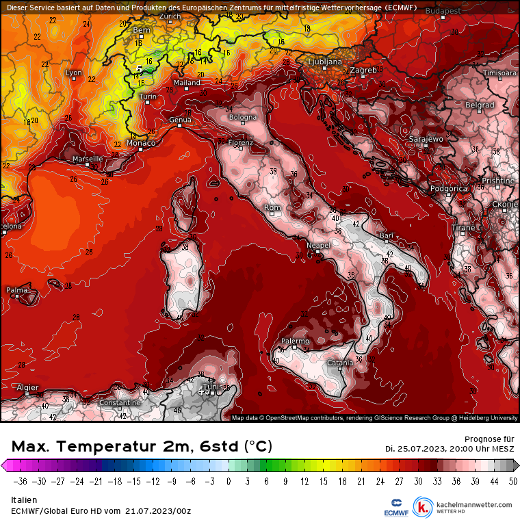 Na wschodzie Sycylii temperatura sięgnie prawie 50 st. C