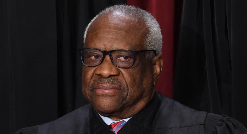 Associate US Supreme Court Justice Clarence Thomas poses for the official photo at the Supreme Court in Washington, DC on October 7, 2022.Photo by OLIVIER DOULIERY/AFP via Getty Images