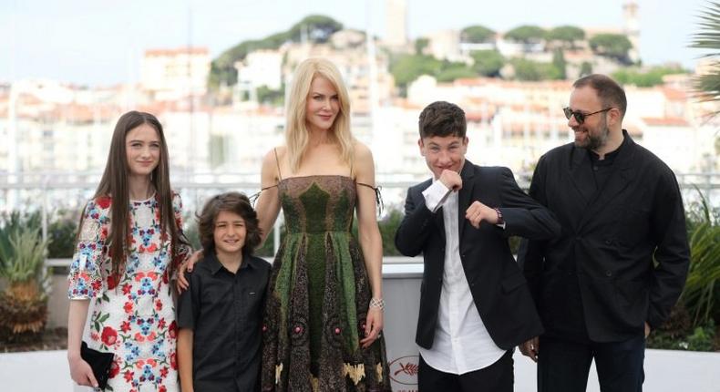 (From left) British actress Raffey Cassidy, US actor Sunny Suljic, Australian actress Nicole Kidman, Irish actor Barry Keoghan and Greek director Yorgos Lanthimos on May 22, 2017 at the Cannes Film Festival