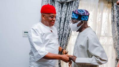 Former Abia governor, Orji Uzo Kalu and President Bola Tinubu [TheSun]