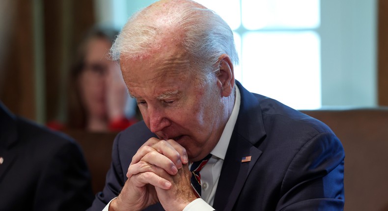 US President Joe Biden at a Cabinet Meeting at the White House.