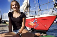 Laura Dekker arrives in the port of St. Martin after her solo trip around the world