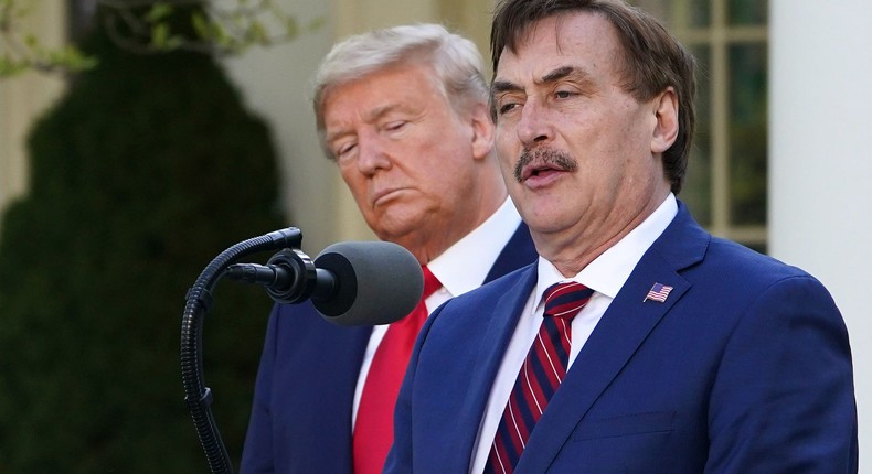 Mike Lindell with then-President Donald Trump at the White House in March 2020.
