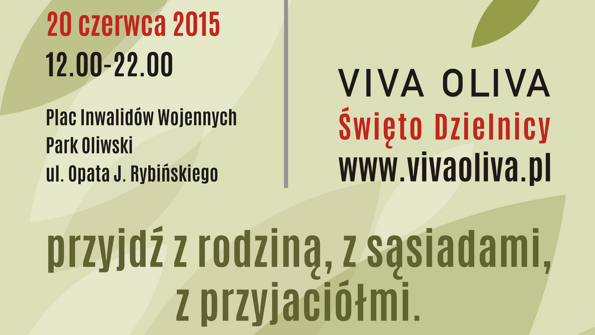 Dzisiaj już po raz czwarty wielkie święto Oliwy, jej mieszkańców i wszystkich gdańszczan, którzy sympatyzują z tą piękną, zabytkową dzielnicą Gdańska. Viva Oliwa to nie tylko piknik kulturalny, ale także kolorowy korowód, który przejdzie ulicami dzielnicy. Wstęp na imprezę jest darmowy.