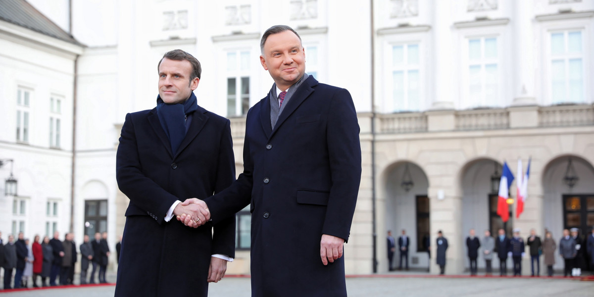 Andrzej Duda powiedział, że obecność prezydenta Francji w Europie Centralnej jest "ważnym sygnałem dla całej naszej części Europy".