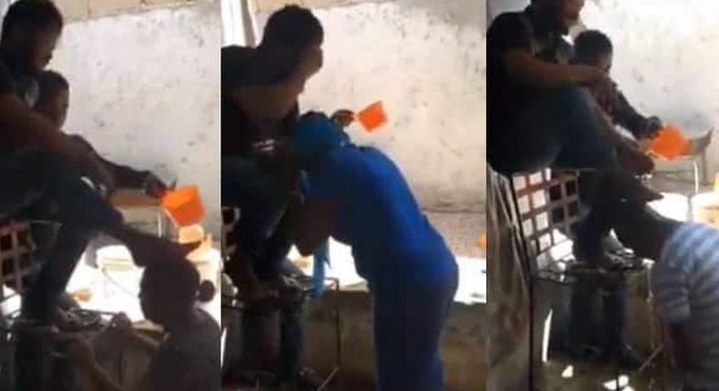 Pastor washes his feet on the heads of church members for miracle (video)