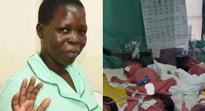 Evaline Namukhula who delivered quintuplets in Kakamega and died on Sunday with her 5 children (two deceased) 