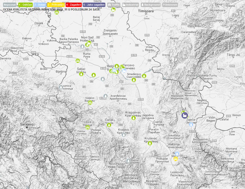 Vazduh u Srbiji 08.03.2017.