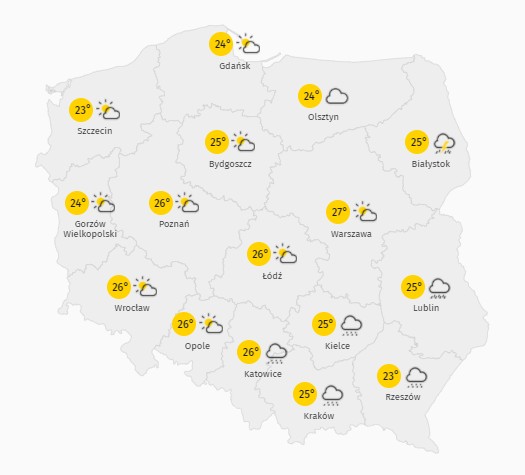 Prognoza pogody na niedzielę 23 sierpnia