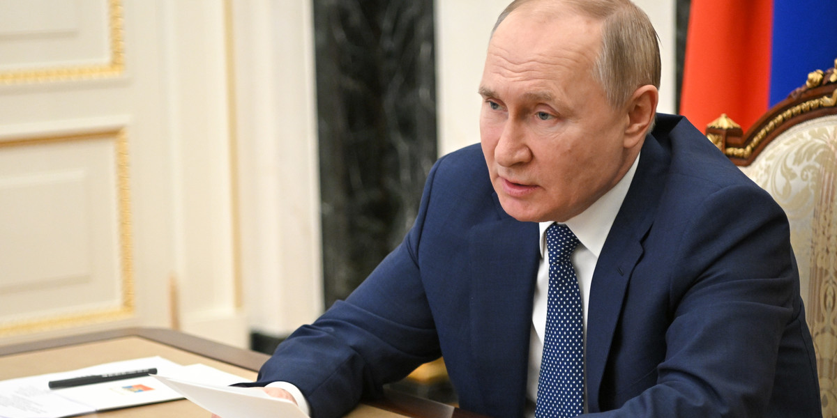 Prezydent Władimir Putin podczas posiedzenia rosyjskiego Ministerstwa ds. Sytuacji Nadzwyczajnych, 16 lutego 2022 r.