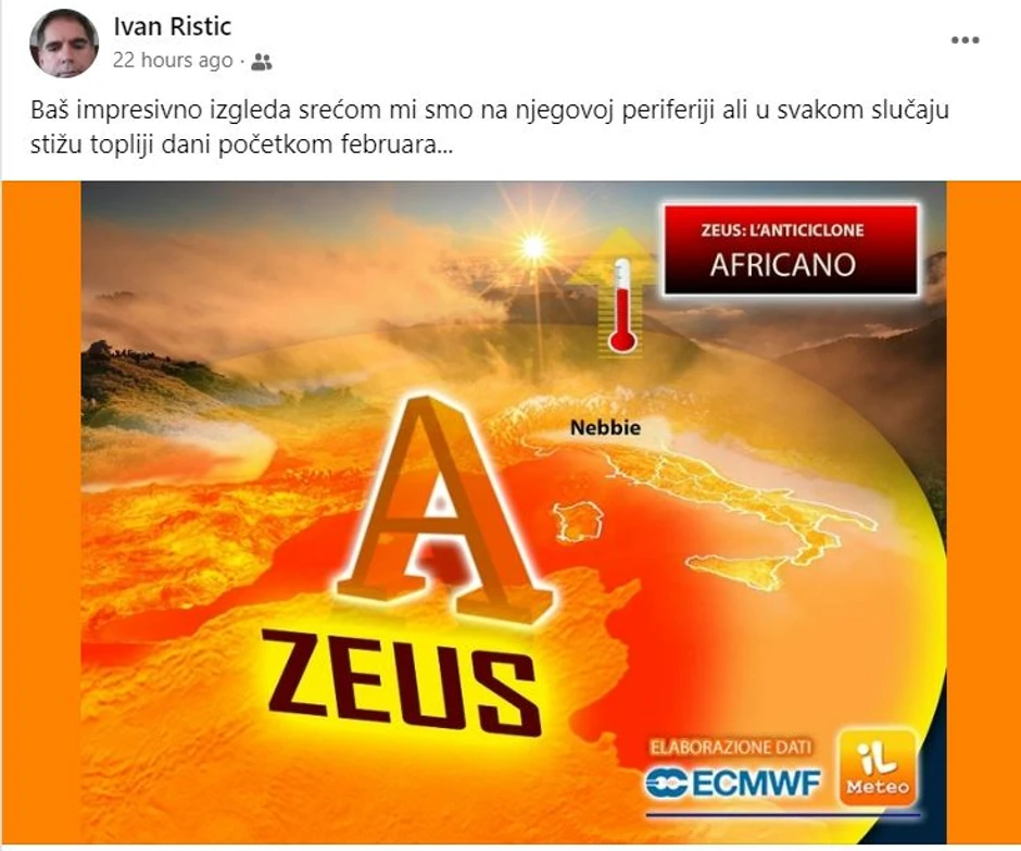 Afrički anticiklon Zevs hara Evropom