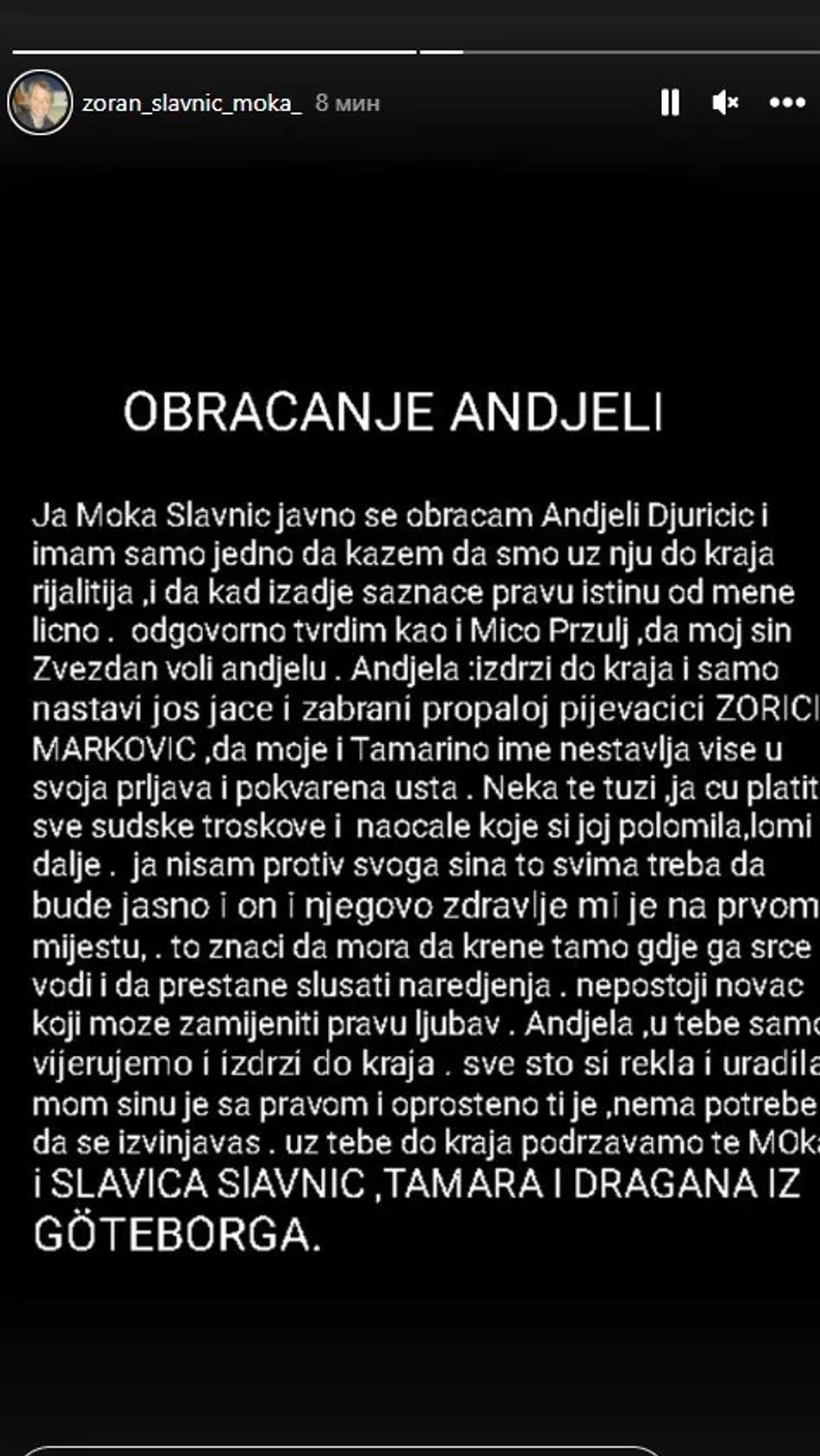 Moka podržao Anđelu