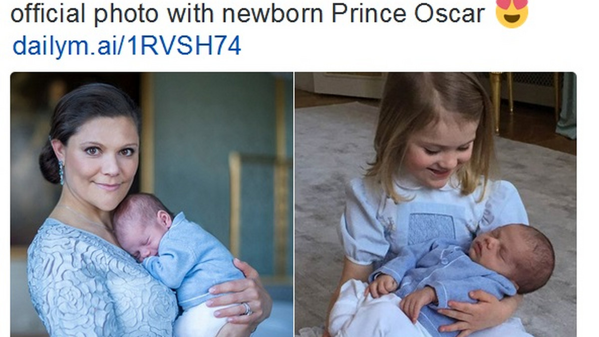 Szwedzka rodzina królewska opublikowała pierwsze oficjalne zdjęcia małego księcia Oscara. Na jednym zdjęciu jest w obcięciach mamy, a na drugim śpi na kolanach 4-letniej siostry Estelli.