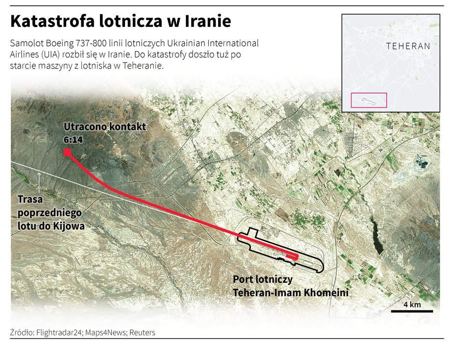 Miejsce katastrofy samolotu linii lotniczych UIA w Iranie