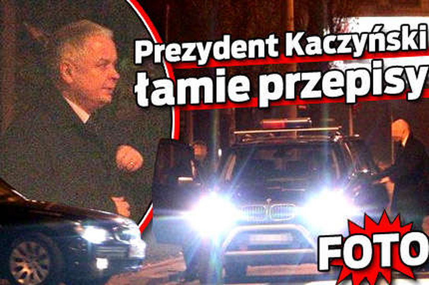 Prezydent Kaczyński łamie przepisy. Foto