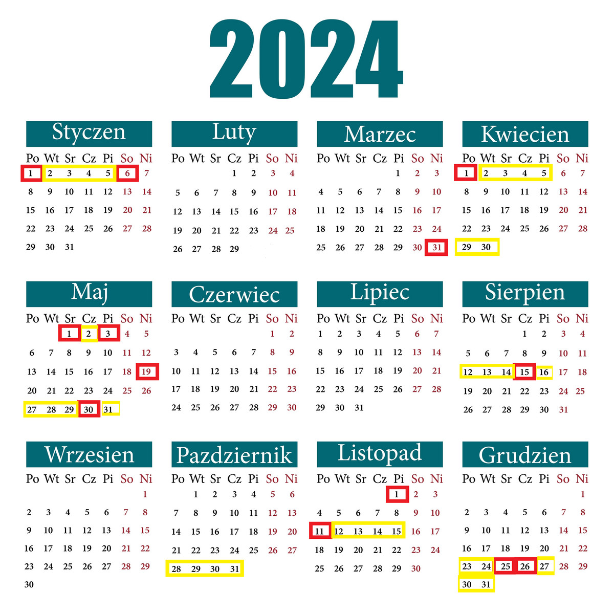 Dni Wolne Od Pracy W 2024 Roku Kalendarz — DŁugie Weekendy Gazetaprawnapl 7399