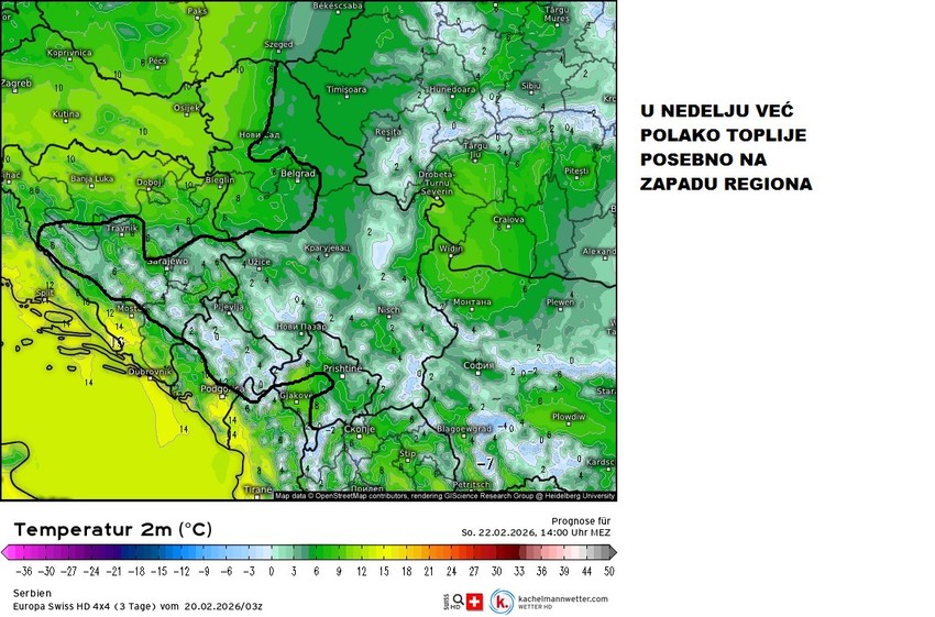 U nedelju toplije u odnosu na subotu