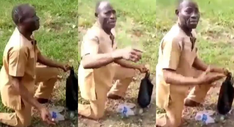 “I wanted to use it for experiment - Pastor nabbed packing human faeces (video)