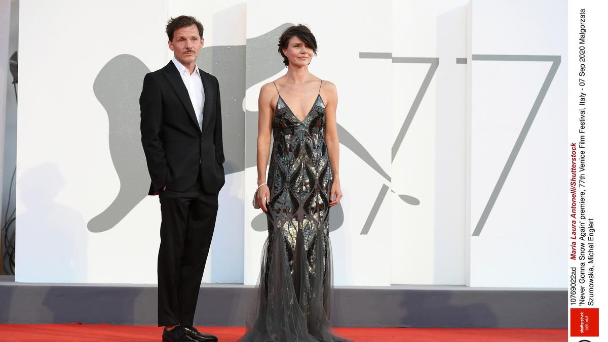 Michał Englert i Małgorzata Szumowska na premierze ich filmu „Śniegu już nigdy nie będzie podczas 77. Festiwalu Filmowego w Wenecji, 7 września 2020 r.