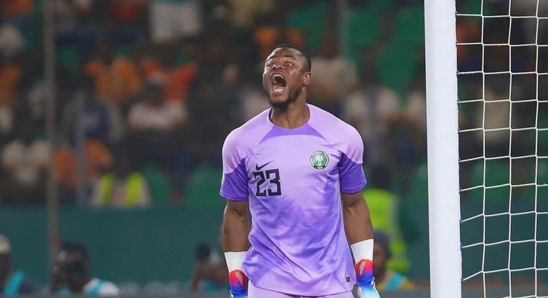 Super Eagles goalkeeper, Stanley Nwabali [Twitter:Oganlamedia]