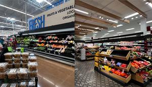 Fresh produce sections at Walmart (left) and Target (right).Dominick Reuter/Business Insider