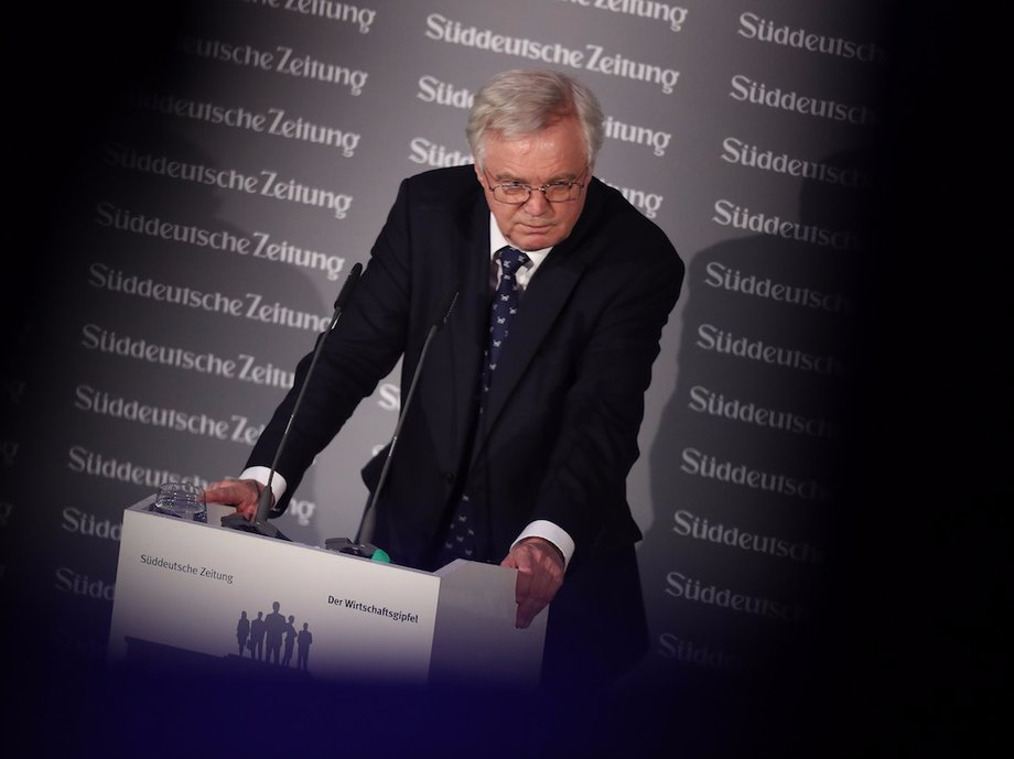 David Davis speaking in Berlin.