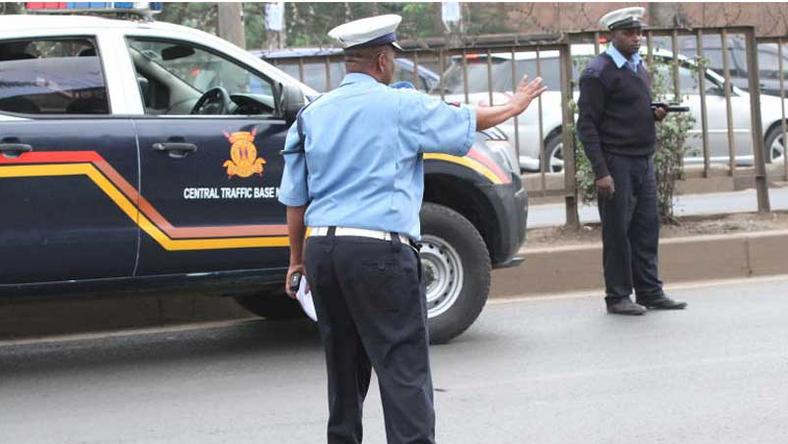 Police stopping vehicles along Thika Road