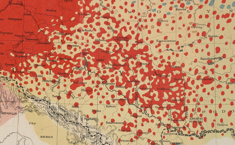 Skład narodowościowy Małopolski Wschodniej według mapy z 1919 r.