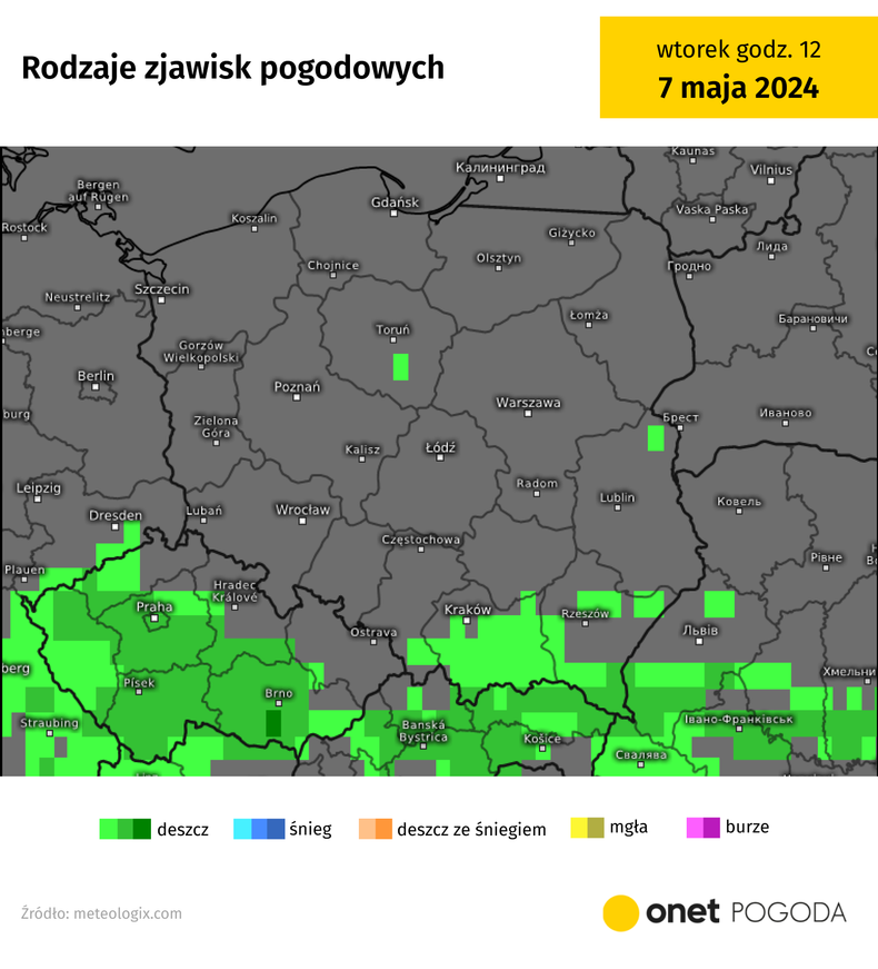 Dziś przelotny deszcz możliwy jest głównie na południu