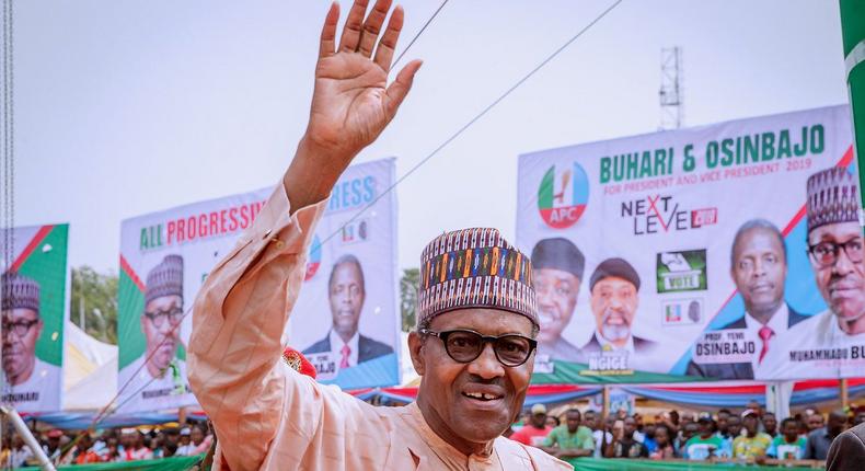 President Muhammadu Buhari's proceeded to a rally organized by his party the All Progressives Congress (APC) after the commissioning of the Zik's Mausoleum in Onitsha. [The News]