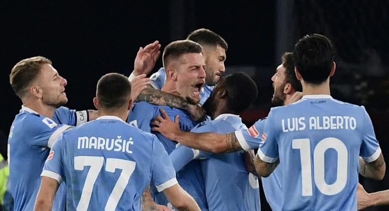 Sergej Milinkovic-Savic, pictured here after scoring against Inter Milan in October, has scored seven times in Serie A this season Creator: Filippo MONTEFORTE