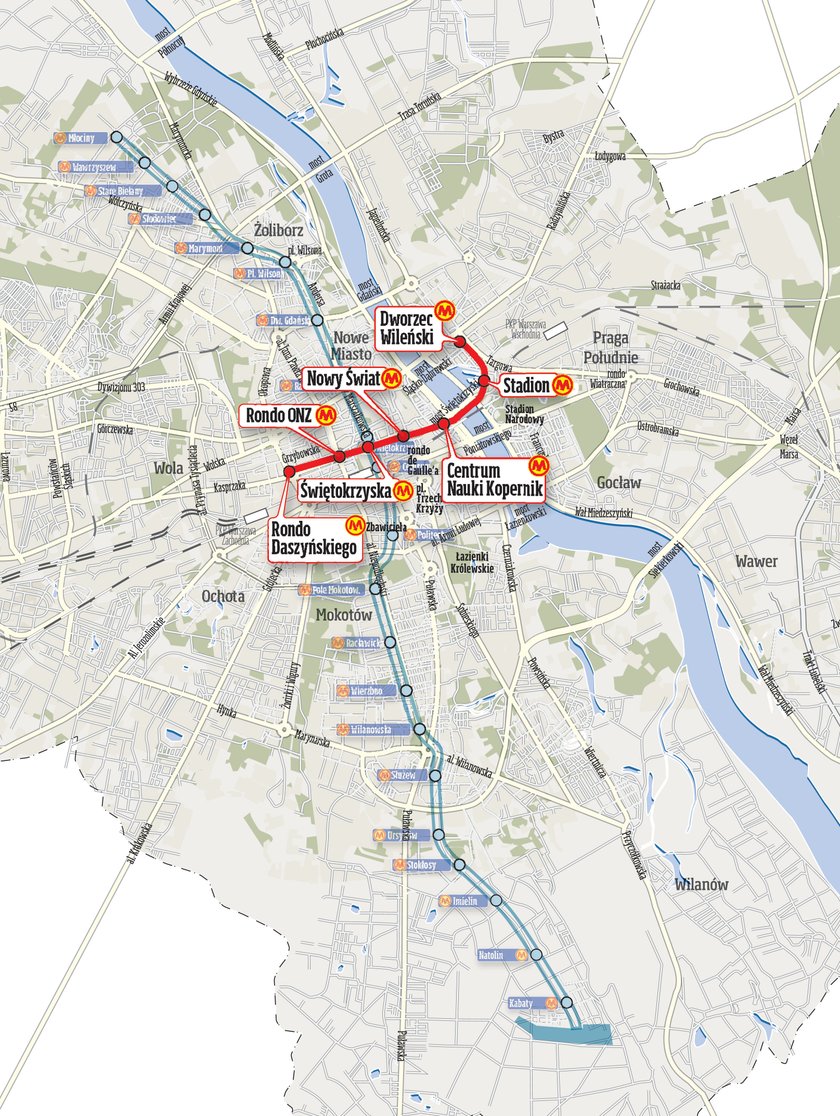 Schemat linii metra w Warszawie
