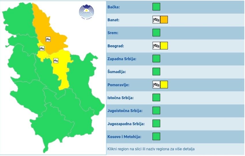 Meteoalarm za nedelju
