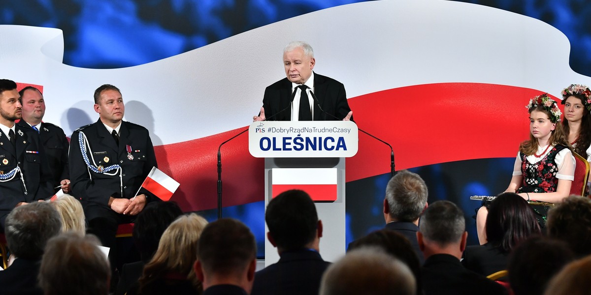 Jarosłąw Kaczyński w Oleśnicy. 