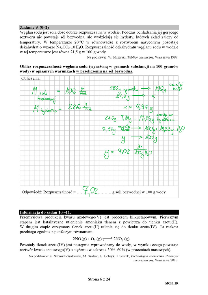 ODPOWIEDZI: Matura 2020 Chemia 