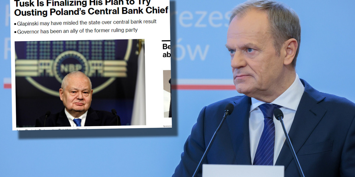 Donald Tusk chce zdaniem Bloomberga ostatecznie rozprawić się z prezesem NBP Adamem Glapińskim.
